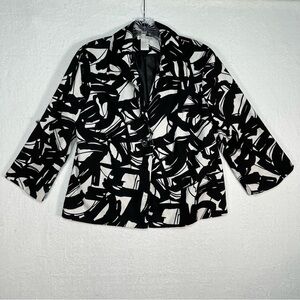 Tweeds Abstract Jacket‎ Size M White and Black Career Office
